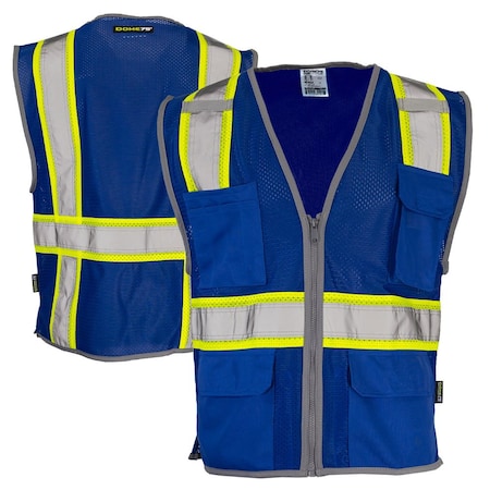 Dome75 Hi-Vis Safety Vest 2X/3X Class Non-ANSI/Enhanced Visibility , Zipper 6 Pockets, 2 Mic Tab DV2183