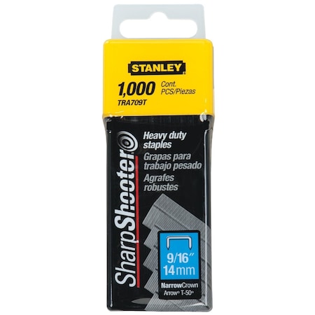 Stanley SharpShooter Heavy-Duty Narrow Crown Staple 9/16'', 1000PK TRA709T