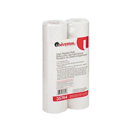 Universal Cash Register Paper Rolls, 1-3/4" (44mm) X 138 Ft., 10 Rolls Per Pack 35744