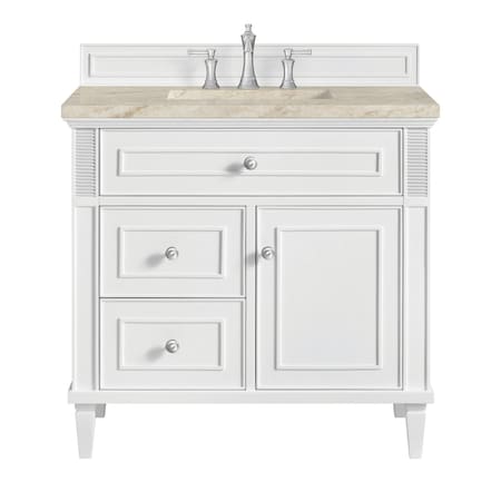 James Martin Vanities Lorelai 36" Single Vanity, Bright White, w/ 3 CM Tajnar Eclos Top 424-V36-BW-3TJR