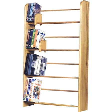 Wood Shed 405 Solid Oak 4 Row Dowel DVD-VHS Rack 405
