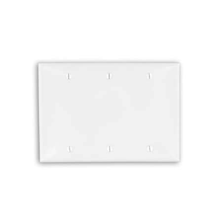Leviton Blank Wallplate, Standard Size, Gang 3, White 80735-W