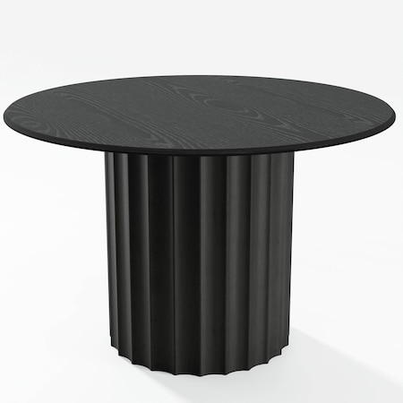 Homeroots 46" Black Solid Wood Pedestal Base Round Top Dining Table 721077