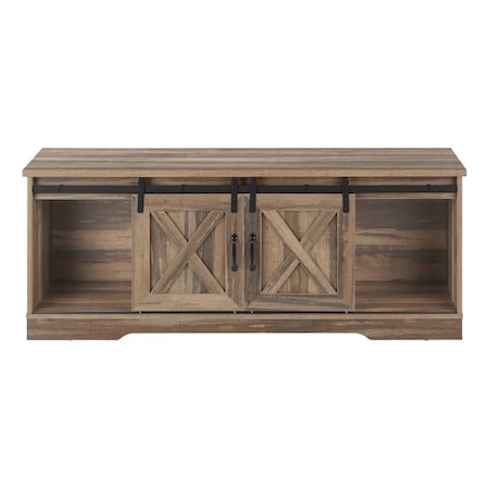 Homeroots 59in Brown Cabinet Enclosed Storage TV Stand 490375