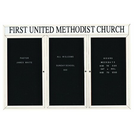 Aarco Illuminated Outdoor Enclosed Directory w/ Al Frame Header, Powder Coated White, 48''Hx72''W OADC4872-3HIW