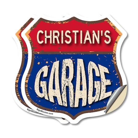 Signmission Christian's Garage, 6 inch X 6 inch, Vinyl Decal, 2PK SHI-D-2PACK-6-383-CHRISTIAN