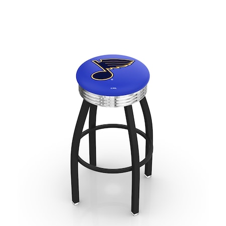 Holland Bar Stool Co 25" Blk Wrinkle St Louis Blues Swivel Bar Stool, Chrome Ring L8B3C25STLBlu