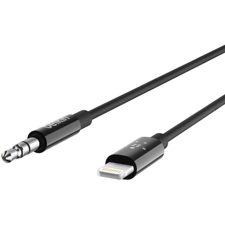 Belkin 3.5 MM AUDIO CABLE WITH LIGHTNING CONNECTOR 6 FEET BLACK AV10172BT06-BLK