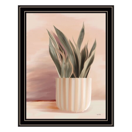 Homeroots Striped Bohemian Plant Black Framed Print Wall Art 530132