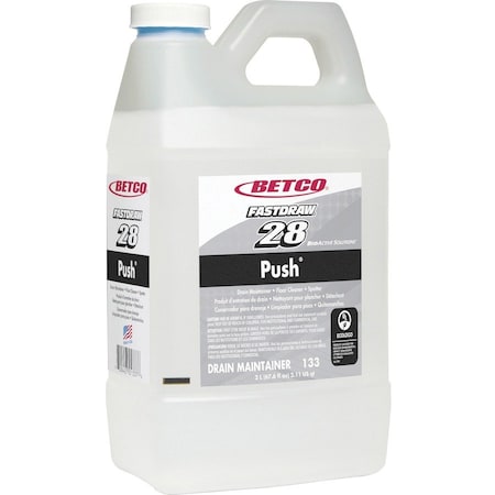 Betco Green Earth Bioactive Solutions PUSH Drain Cleaner, New Green Scent, 2 L Bottle, 4PK 1334700