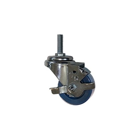 Service Caster 3 Inch Solid Polyurethane Wheel Swivel 12mm Threaded Stem Caster with Brake SCC-TS20S314-SPUS-TLB-M1215
