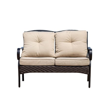 Homeroots 48" Beige Polyester Blend Sofa With Black Legs 374052