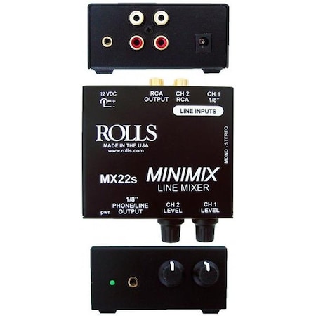 Rolls The is a 2 Channel mixer for mixing a 1/8-in line signal such as a laptop computer or Ipod MX22S