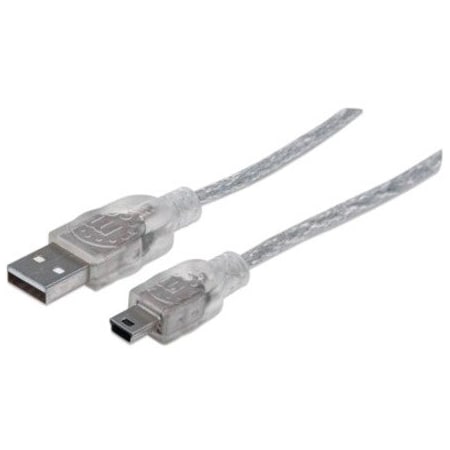 Manhattan Hi-Speed USB 2.0 A Male to Mini-B Male Device Cable, 6', Translucent Silver 333412