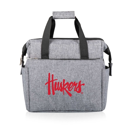 Picnic Time Family Of Brands NCAA Nebraska Cornhuskers On The Go Lunch Bag Cooler - Soft Cooler Lunch Box, Heathered Gray 510-00-105-404-0