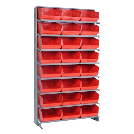 Quantum Storage Systems SINGLE SIDED PICK RACK W/24 RED BINS QPRS-210RD