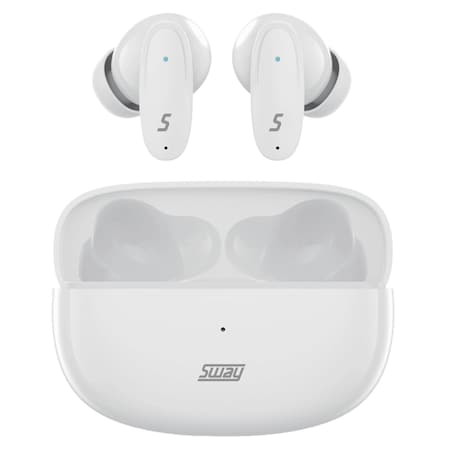 Sway Dual Microphone Enc Comfort Fit True Wireless Headphones With Power Go Charging Case, White SWAY-SPHERETWS-WHT
