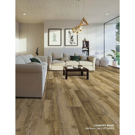 Healthier Choice Flooring Flooring Plank, 60 in L, 9 in W, Pressed Bevel Edge, Stone Polymer Composite/Vinyl, 6PK CVP106R03