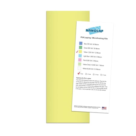 Nanolap PSA Lapping Film, 1 Pc 12 Micron (1,200 Grit), 4-0.25 in x 11 in Microfinishing Fine Sanding Paper 61576N