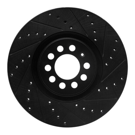 Dfc Premium Black Drilled & Slotted Brake Rotor, Disc Brake Rotor, 633-74021R
