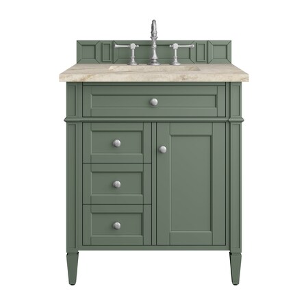 James Martin Vanities Brittany 30" Single Vanity, Smokey Celadon, w/ 3 CM Tajnar Eclos Top 650-V30-SC-3TJR