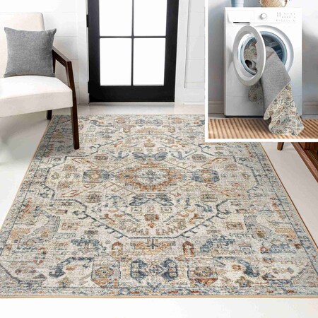 Jonathan Y Shaemus Bohemian Medallion Low-Pile Machine-Washable Cream/Terra 3 ft. x 5 ft. Area Rug WSH320B-3