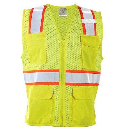 Kishigo Women's Hi-Vis Safety Vest XL Class 2 H Back, , Zipper 7 Pockets, 2 Mic Tab, No 1586-XL