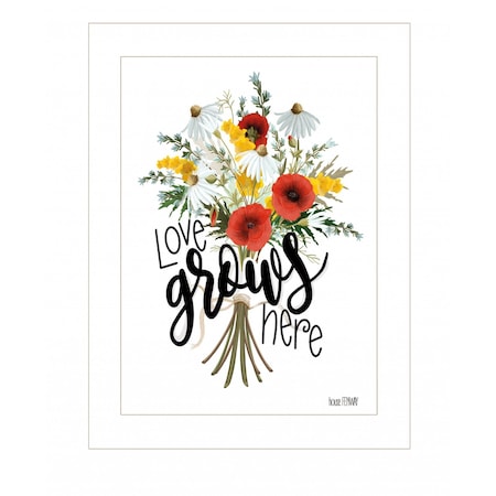 Homeroots Love Grows Here 2 White Framed Print Wall Art 407649