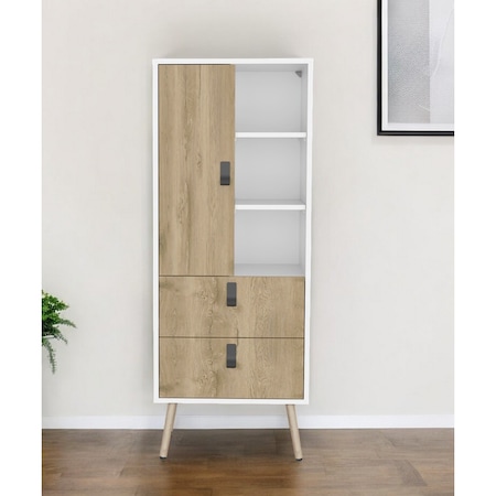 Homeroots 20" White and Natural Two Drawer Chest 546384