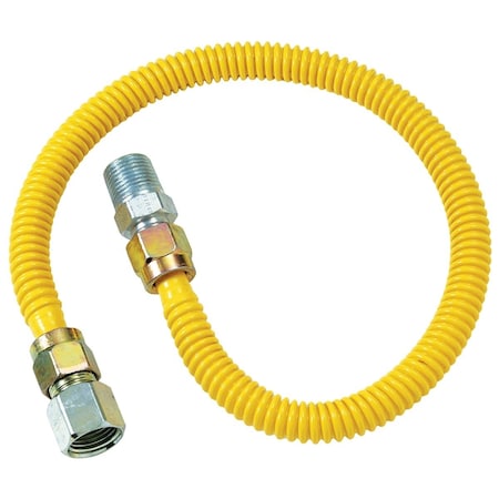 Dormont 1/2'' OD x 48'' Coated Stainless Steel Gas Connector 1/2'' FIP x 1/2'' MIP, Tapped 3/8'' FIP 20C-3132-48B