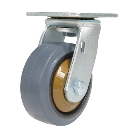 Vestil Rubber Swivel Caster 5 In. Diameter x 2 In. Width 661 Lb. Capacity Dark Gray/Gold CST-KSM-5X2MR-S