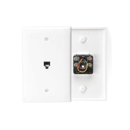 Leviton Telephone Wall Jack, White 40539-PMW