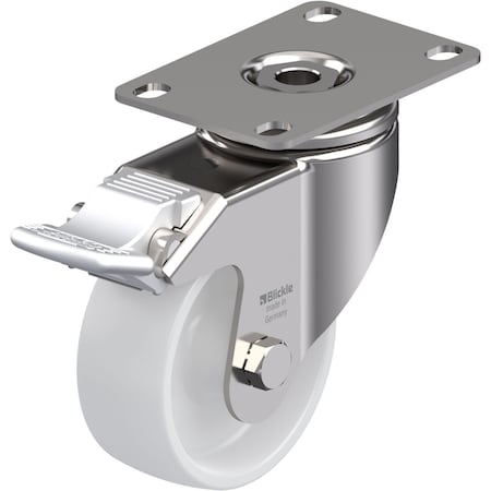 Blickle Swivel Plate Caster, Wt Nyln, 3-1/8", Brake, Caster Load Rating Range: Light-Duty LKPXA-PO 80G-12-FI