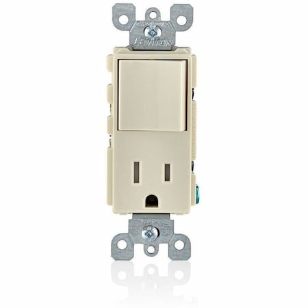 Leviton Decora AC Combination Switch, 15 Amp, 120 Volt, Light Almond 5625-TSP