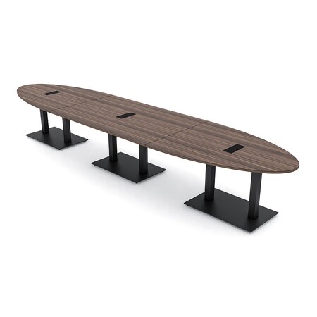 Skutchi Designs Oval Conference Table With Power, 48 in W, 192 in L, Brown HAR-OVL-48X192-DOU.BK-H3041-EBLK