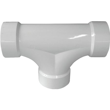 Canplas DWV 2-Way Cleanout Pipe Tee, 3 in, Hub, PVC, White 193723
