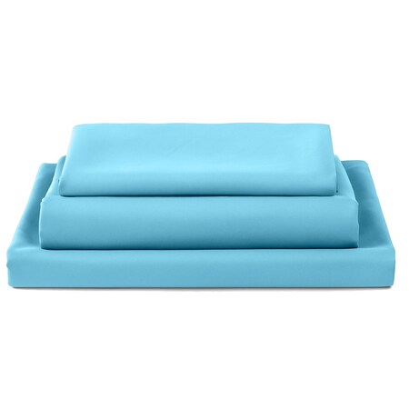 Lavish Home 3-Piece Brushed Microfiber Twin Sheet Set Bedding with Fitted and Flat Sheets Plus Pillowcase 66-MF75S-T-LTBL