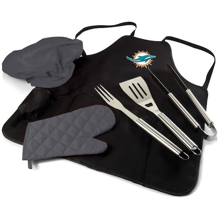 Picnic Time Family Of Brands NFL Miami Dolphins - BBQ Apron Tote Pro Grill Set 635-88-179-174-2