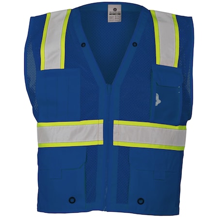 Kishigo Safety Vest, Zipper, Blue, 2XL/3XL B102-2X-3X