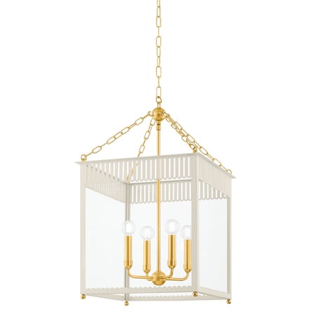 Mitzi Rosalie 4 Light Lantern 17.25 In. Aged Brass/Soft Cream H932704L-AGB/SCR