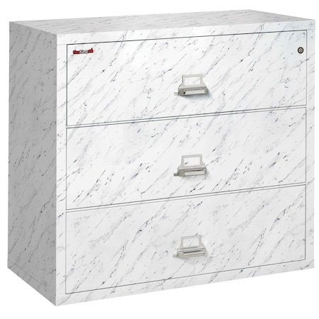 Fireking 3 Drawer, 1 Hr Fire & impact rated, 44" wide lateral Calcutta Marble 3-4422-CMA