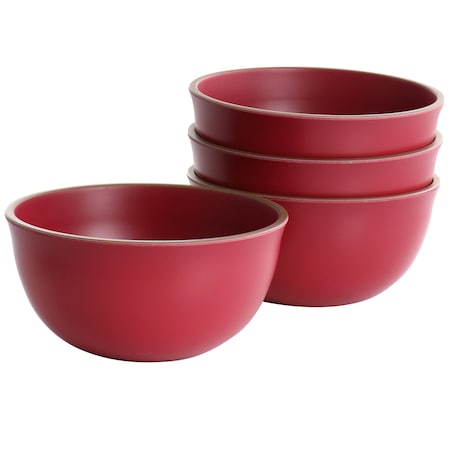 Gibson Home Rockabye 4 Piece Melamine Cereal Bowl Set in Dark Pink 136602.04