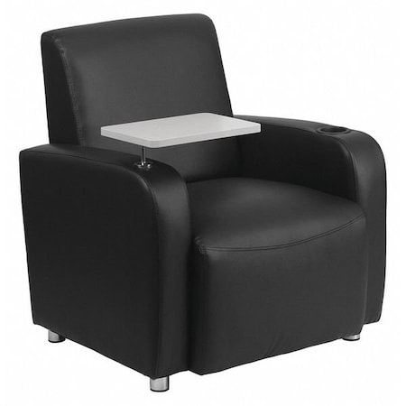 Flash Furniture Contemporary Guest Chair, Black Back, 41 in W 27" L 35" H, Raised Tablet, Leather Seat BT-8217-BK-GG