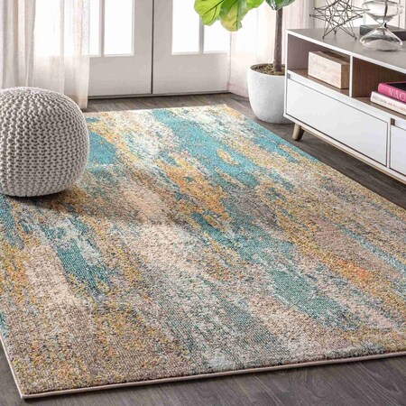 Jonathan Y Contemporary POP Modern Abstract Vintage Waterfall Blue/Brown/Orange 9 ft. x 12 ft. Area Rug CTP106A-9