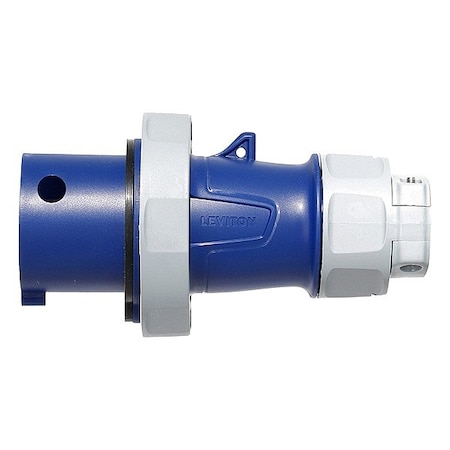 Leviton Pin & Sleeve Plug, 30/32 A, 250V AC, Single Phase, 2 Pole, IEC Grounding, Blue, NEMA 3R, 4X, 6P, 12 330P6WLEV