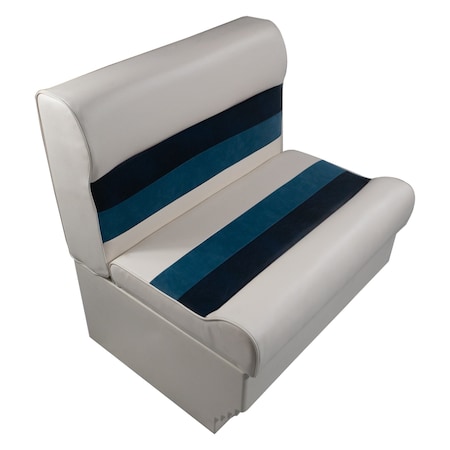 Horizon Mfg Premium Series 28 Pontoon Bench Seat Cushion Set with Base White/Navy/Blue 3000-3009-AADK