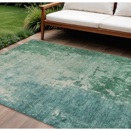 Homeroots 10' X 14' Emerald Abstract Washable Indoor Outdoor Area Rug 608237