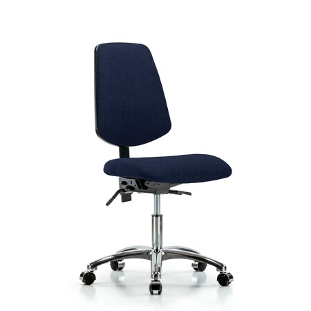 Blue Ridge Ergonomics Desk Chair Fab Desk Chair, Med, Bk, Chrm, Casters, Navy, No Arms, 19" to 24" Height, Fabric, Dark Blue BR-FDHCH-MB-CR-T0-A0-CC-F45