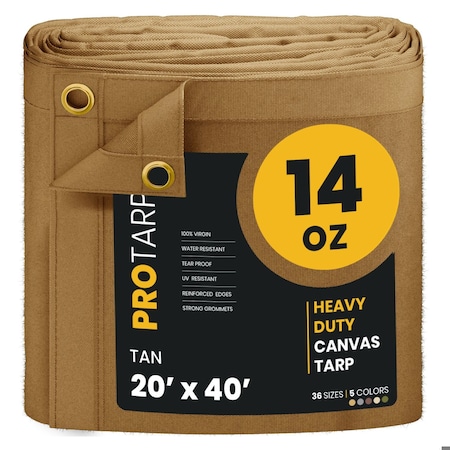 20 ft. x 40 ft., 14 Oz, Tan, Polyester