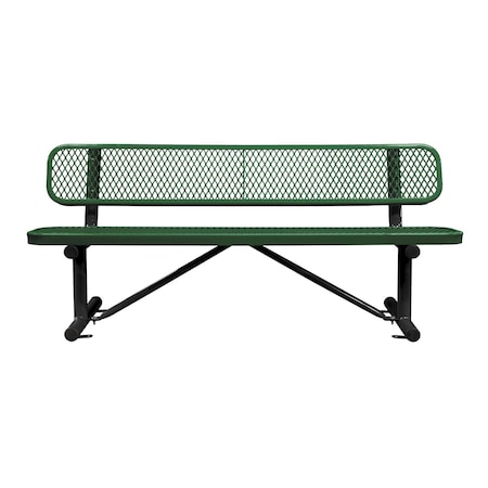 Leisure Craft Bench/Back, Surface Mount, 6ft., Blk/Grn B6WBSM-BLACK GREEN
